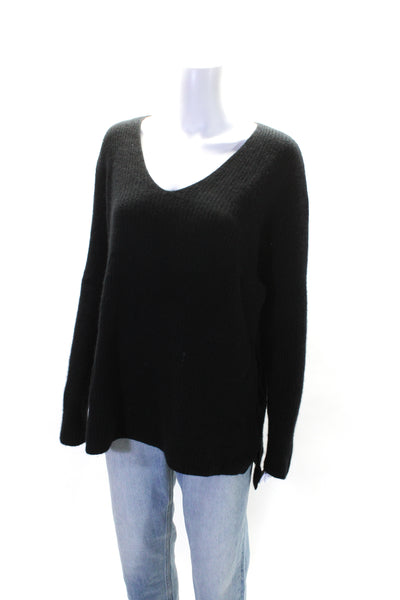 Vince Women's Round Neck Long Sleeves Cashmere Pullover Sweater  Black Size M