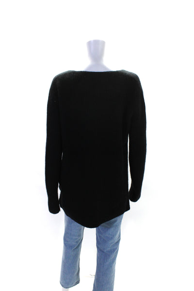 Vince Women's Round Neck Long Sleeves Cashmere Pullover Sweater  Black Size M