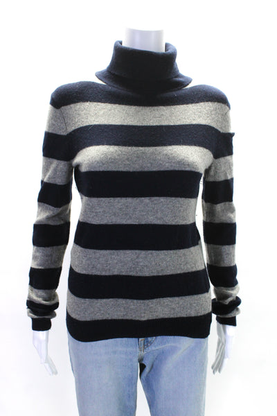 Chelsea & Theodore Womens Turtleneck Long Sleeves Cashmere Sweater Stripe Size P