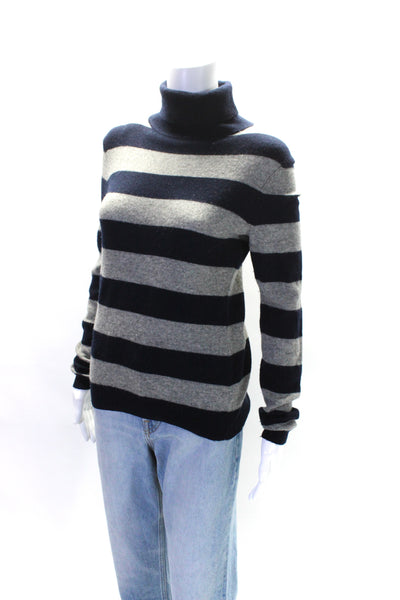 Chelsea & Theodore Womens Turtleneck Long Sleeves Cashmere Sweater Stripe Size P