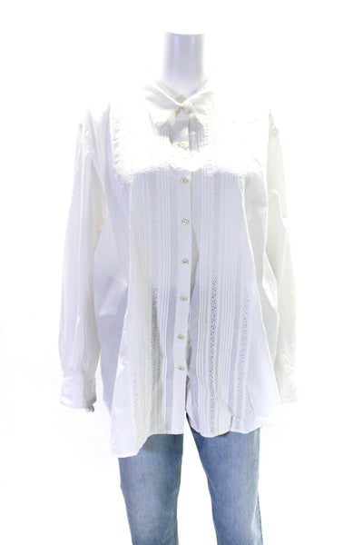 Lauren Ralph Lauren Womens Collared Long Sleeves Button Down Shirt White Size 3X