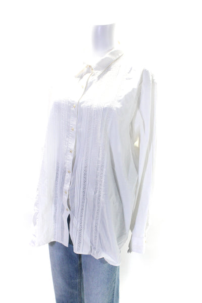 Lauren Ralph Lauren Womens Collared Long Sleeves Button Down Shirt White Size 3X