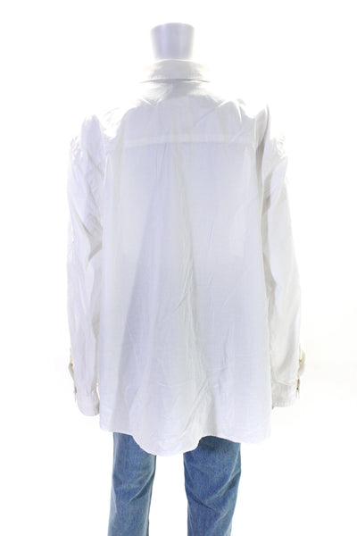 Lauren Ralph Lauren Womens Collared Long Sleeves Button Down Shirt White Size 3X