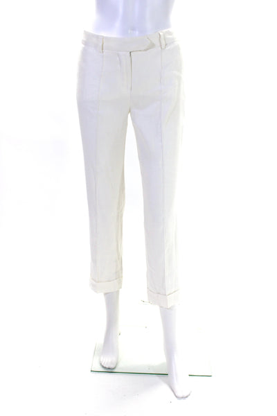 Anne Fontaine Women's Hook Closure Pockets Straight Leg Dress Pant Cream Size 36