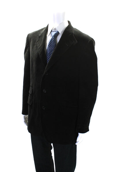 Etro Mens Corduroy Three Button Blazer Jacket Black Cotton Blend Size EUR 56