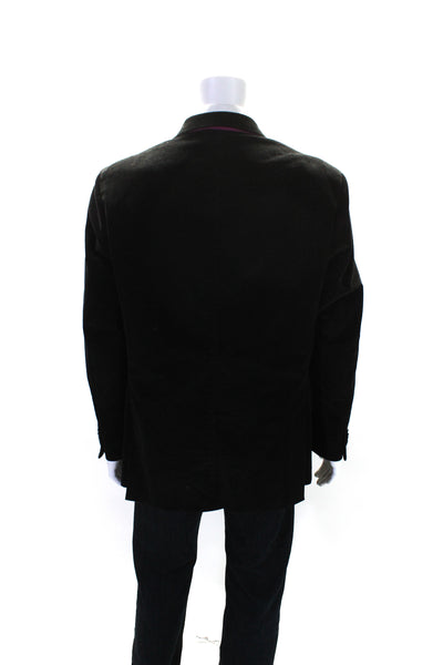 Etro Mens Corduroy Three Button Blazer Jacket Black Cotton Blend Size EUR 56