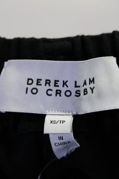 Derek Lam 10 Crosby Womens High Rise Pleated Cuffed Hem Pants Black Size XS