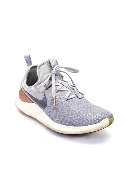 Nike Womens Knit Slip On Metallic Trim Lace Up Athletic Sneakers Gray Size 6