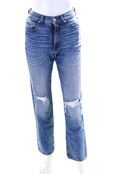 Slvrlake Womens High Rise Distressed Straight Leg Jeans Blue Size 23