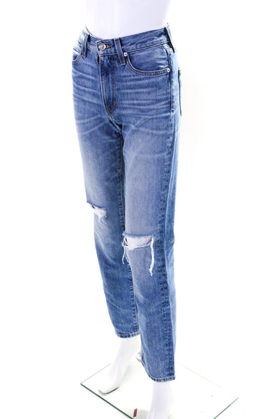 Slvrlake Womens High Rise Distressed Straight Leg Jeans Blue Size 23