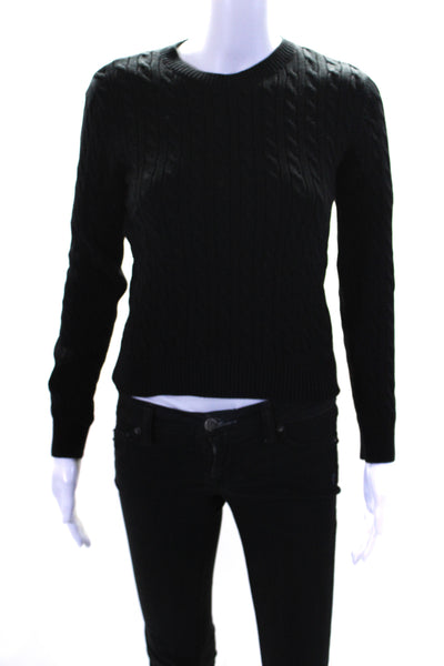 Ralph Lauren Polo Jeans Women's Long Sleeves Cable Knit Sweater Black Size S