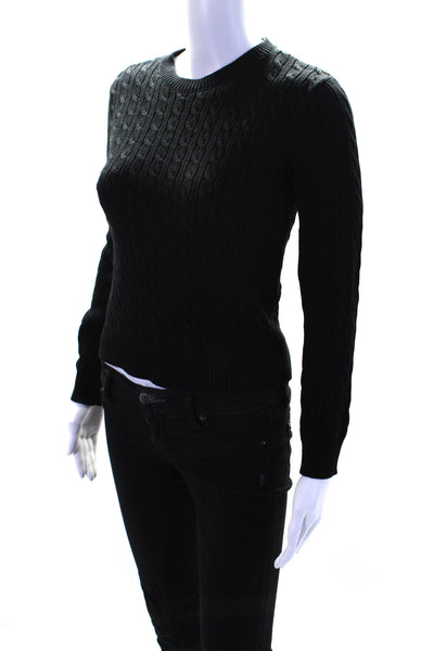 Ralph Lauren Polo Jeans Women's Long Sleeves Cable Knit Sweater Black Size S