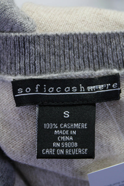 Sofia Cashmere Women's Long Sleeves Color Block Cashmere Pullover Sweater Size S