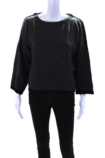 Kokun Women's Round 3/4 Sleeves Cashmere Pullover Sweater Black Size S