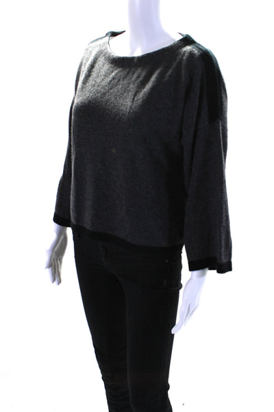 Kokun Women's Round 3/4 Sleeves Cashmere Pullover Sweater Black Size S