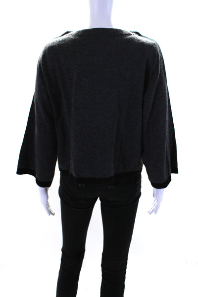 Kokun Women's Round 3/4 Sleeves Cashmere Pullover Sweater Black Size S