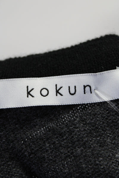 Kokun Women's Round 3/4 Sleeves Cashmere Pullover Sweater Black Size S