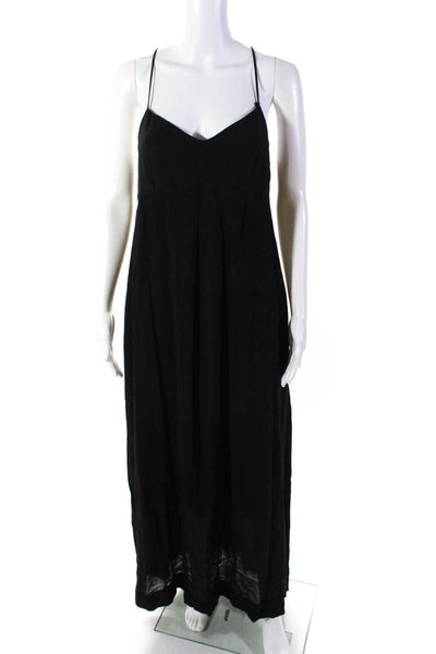 Madewell Women's V-Neck Spaghetti Straps Flare Maxi Dress Black Size 6