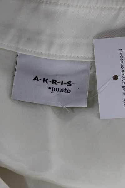 Akris Punto Womens Cotton Lined Pleated Hem Knee Length Skirt White Size 10US