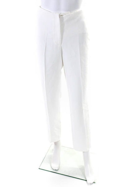 Miu Miu Womens Zipper Fly Mid Rise Pleated Straight Leg Pants White Size IT 42