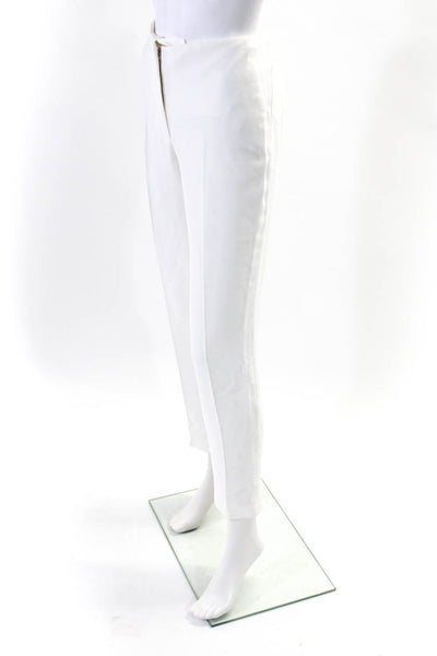 Miu Miu Womens Zipper Fly Mid Rise Pleated Straight Leg Pants White Size IT 42