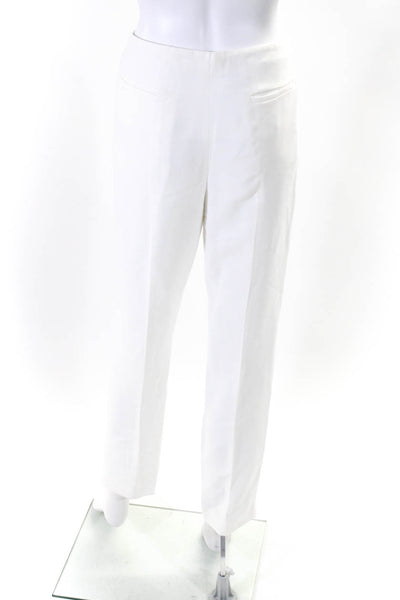 Miu Miu Womens Zipper Fly Mid Rise Pleated Straight Leg Pants White Size IT 42