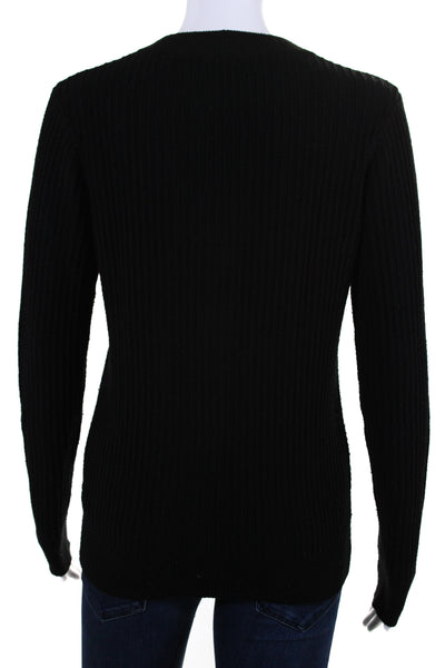 Joie Women's V-Neck Long Sleeves Ribbed Pullover Sweater Black Size S