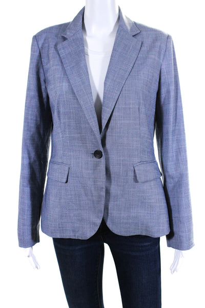 Zara Womens Single Button Notched Lapel Blazer Jacket Blue Size 8