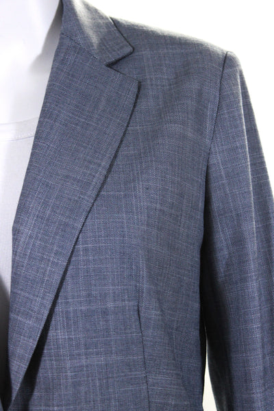 Zara Womens Single Button Notched Lapel Blazer Jacket Blue Size 8