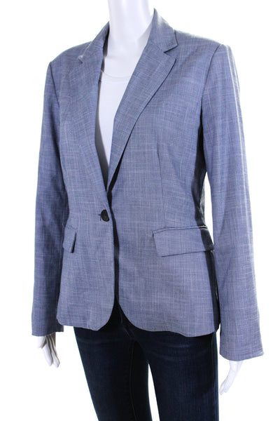 Zara Womens Single Button Notched Lapel Blazer Jacket Blue Size 8