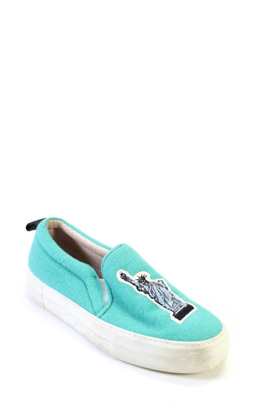 Joshuas Womens Statue Of Liberty Taxi New York Slip On Sneakers Teal Size 39