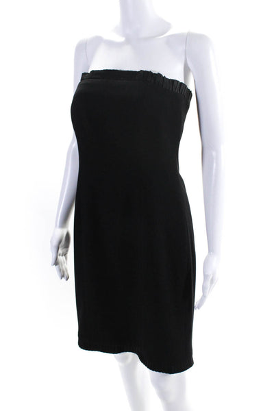 Anne Stanley Womens Back Zip Strapless Pintuck Trim Sheath Dress Black Size 4