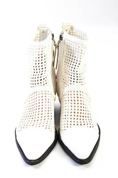 Sam Edelman Womens Leather Pointed Toe Elita Ankle Boots White Size 7.5 Medium