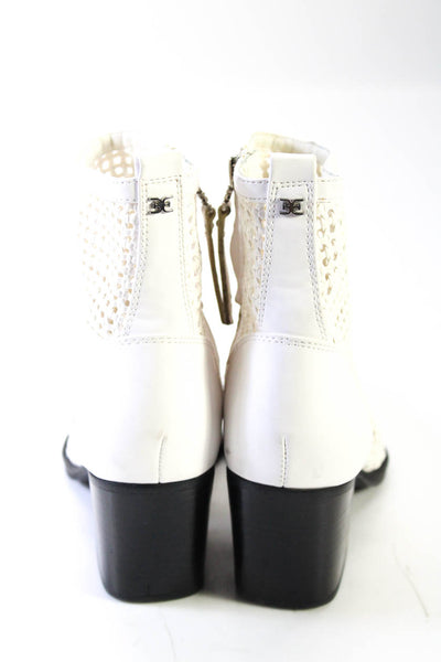 Sam Edelman Womens Leather Pointed Toe Elita Ankle Boots White Size 7.5 Medium