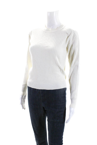 Rag & Bone Womens Long Sleeve Crew Neck Ribbed Sweater White Cotton Size 2XS