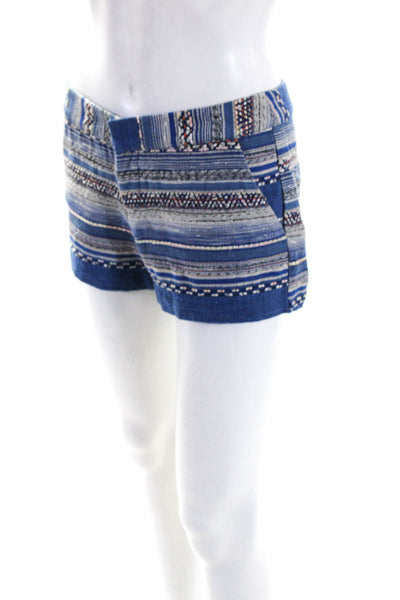 Joie Womens Zipper Fly Mid Rise Striped Short Shorts Blue Cotton Size 0