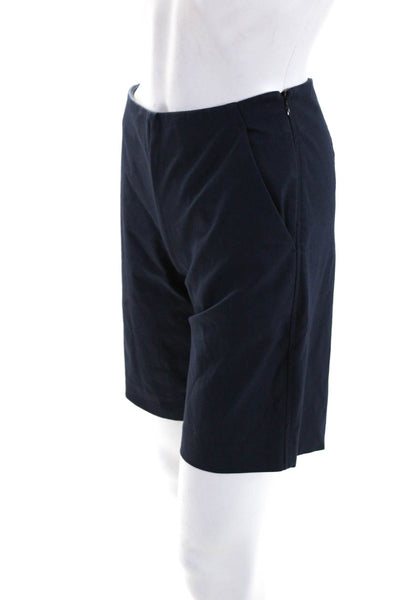 Theory Womens Side Zip Mid Rise Shorts Navy Blue Cotton Size 0