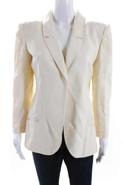 Valentino Boutique Women's Long Sleeves Lined Open Front Blazer Beige Size 10