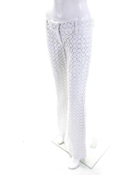 Jules Reid Women's Hook Closure Flat Front Lace Bootcut Pant White Size 4