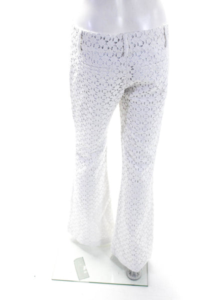 Jules Reid Women's Hook Closure Flat Front Lace Bootcut Pant White Size 4