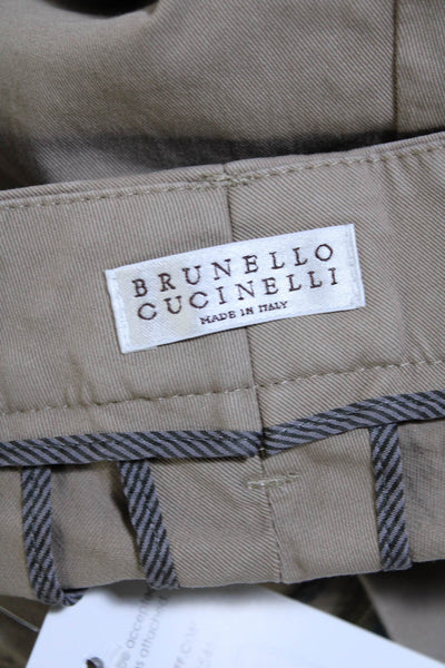 Brunello Cucinelli Women's Flat Front Zip Ankle Skinny Pant Brown Size 8