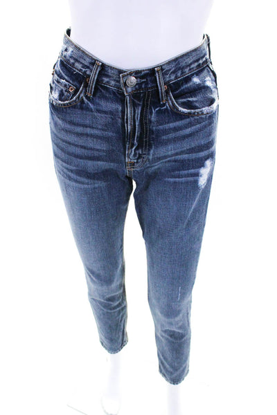 Grlfrnd Womens Cotton Medium Washed Buttoned Skinny Jeans Blue Size EUR24