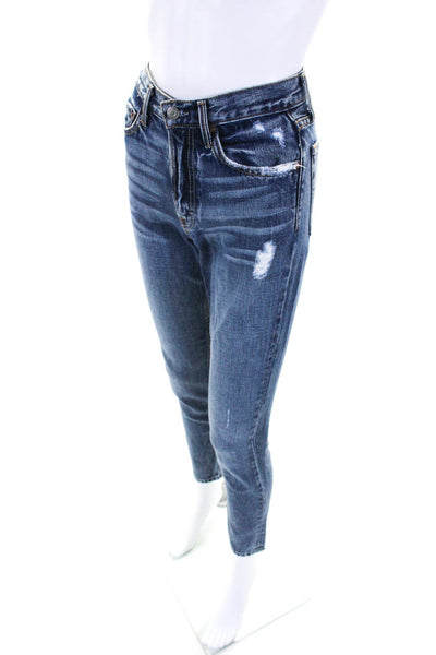 Grlfrnd Womens Cotton Medium Washed Buttoned Skinny Jeans Blue Size EUR24