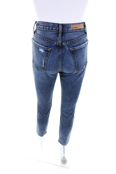 Grlfrnd Womens Cotton Medium Washed Buttoned Skinny Jeans Blue Size EUR24