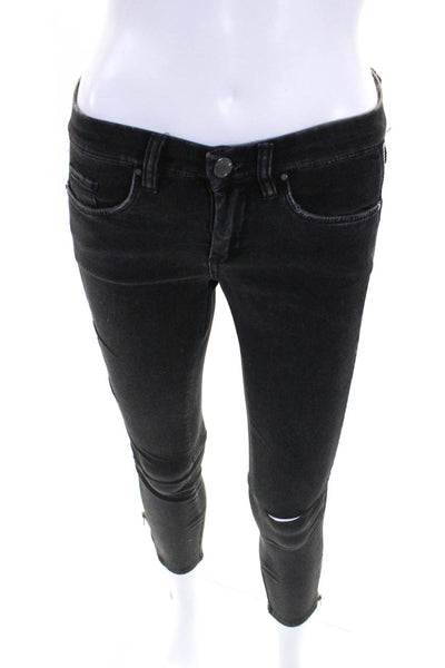 Blank NYC Womens Cotton Side Zipped Buttoned Skinny Jeans Black Size EUR25