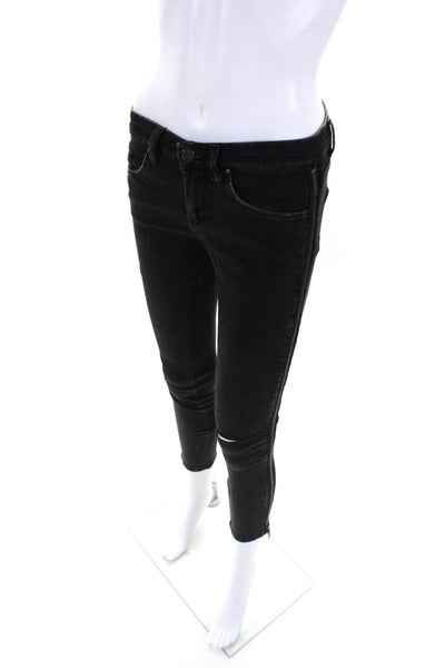 Blank NYC Womens Cotton Side Zipped Buttoned Skinny Jeans Black Size EUR25