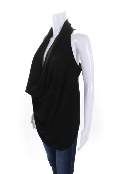 Fate. Womens Cowl Neck Draped Sleeveless Pullover Blouse Top Black Size S