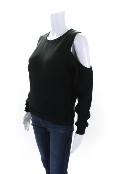 Philanthropy Womens Cotton Round Neck Cold Shoulder Pullover Top Black Size XS