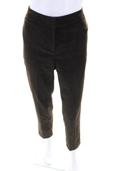 J. Mclaughlin Women's Flat Front Straight Leg Velvet Dress Pant Brown Size 2