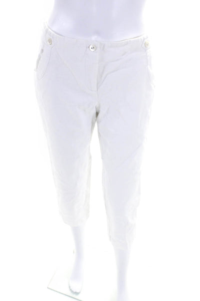 J. Mclaughlin Women's Flat Front Straight Leg Ankle Pant White Size 2